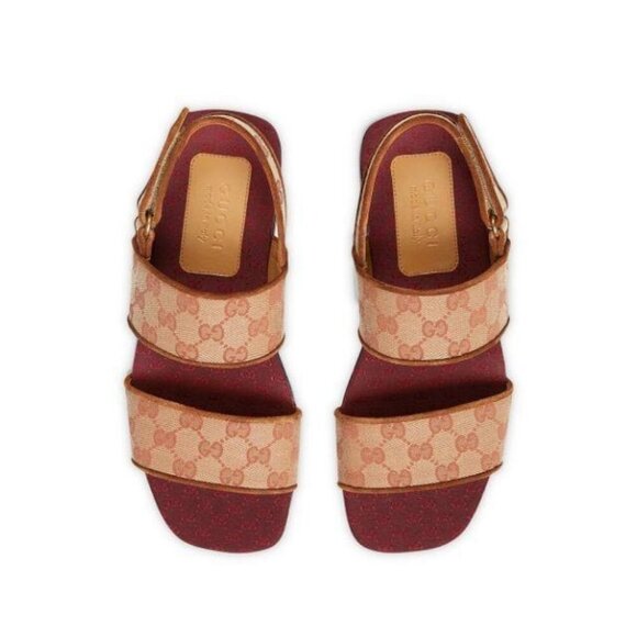 NIB Gucci Gg Canvas & Suede Sandal size 5.5 - Picture 1 of 8